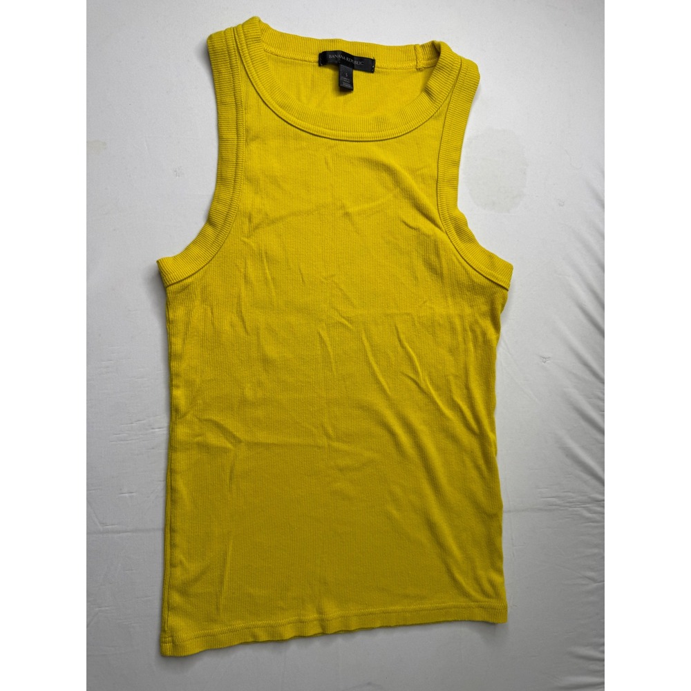 Banana Republic Womens Ribbed Tank Top Yellow Crew Neck Sleeveless Small